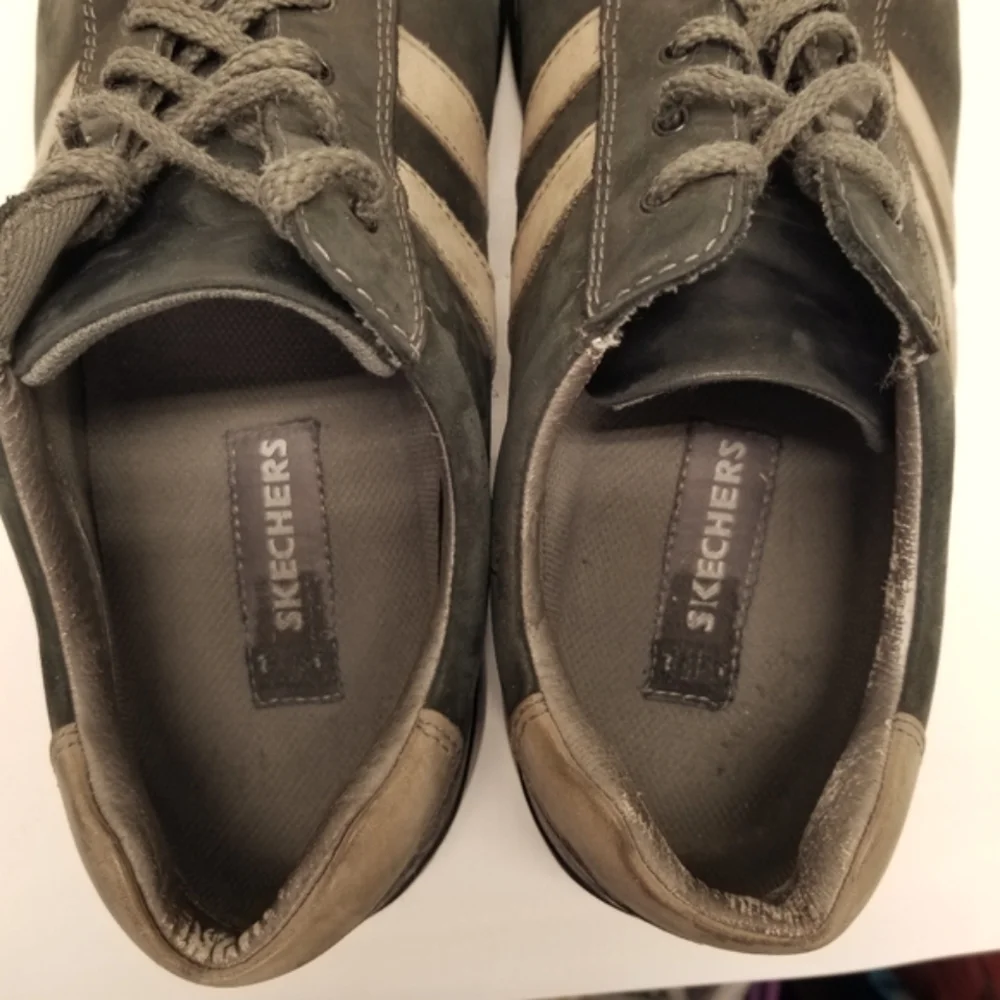 Sketchers Critics 60043 Mens Size 12 Gray Leather Sneakers Lace Up Drivi…